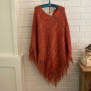 Orange Knit Poncho